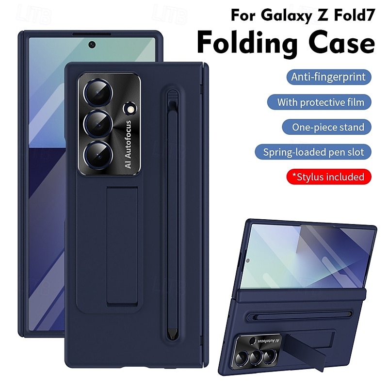 Phone Case For Samsung Galaxy Z Fold 7 Z Fold 6 Back Cover Kickstand Shockproof Retro PC2