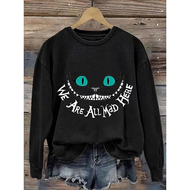 Halloween Women's Pullover Sweatshirt Monster Graphic Letter Abstract Fashion Casual Long Sleeve Crew Neck Regular Tops Street Dailywear Casual Print Black Blue Purple Orange Fall Winter3