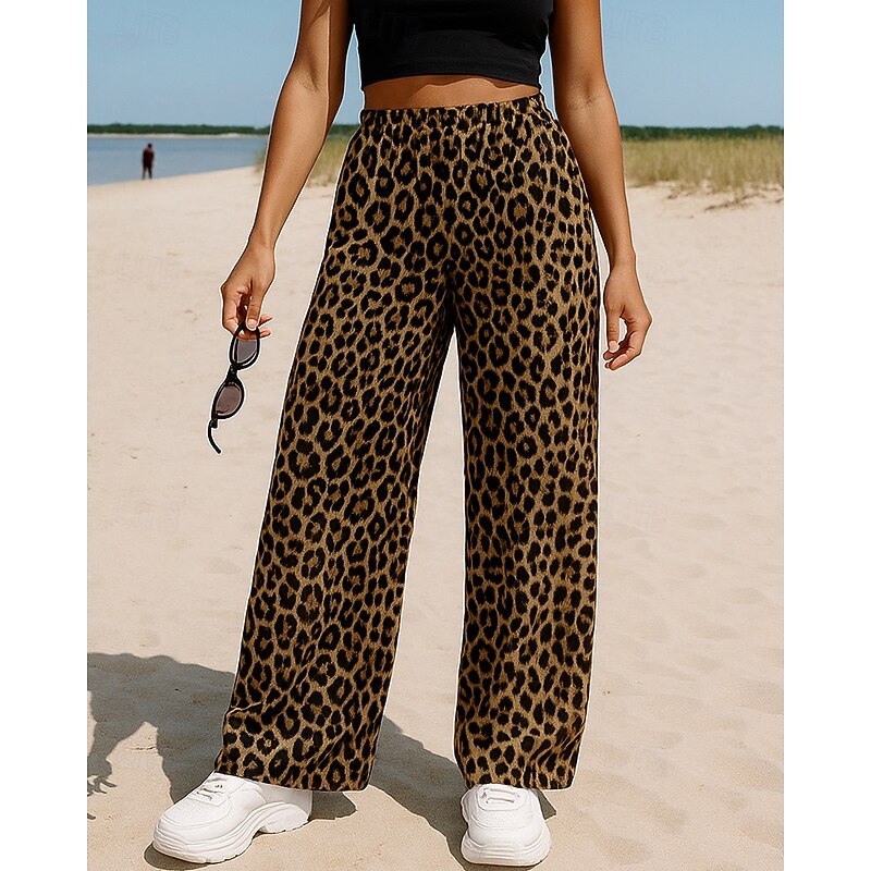 Women's Wide Leg Pants Casual Pants Elastic Waistband High Waist Pants / Trousers Sports & Outdoor Casual Fall Quick Dry Fashion Breathable Outdoor Travel Sports Regular Fit Sportswear Activewear4