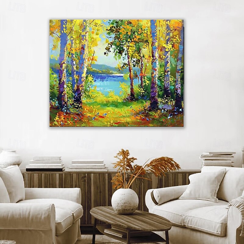 Handmade Oil Painting Canvas Wall Art Decoration Modern Abstract Maple Forest Autumn Landscape for Living Room Home Decor Rolled Frameless Unstretched Painting4