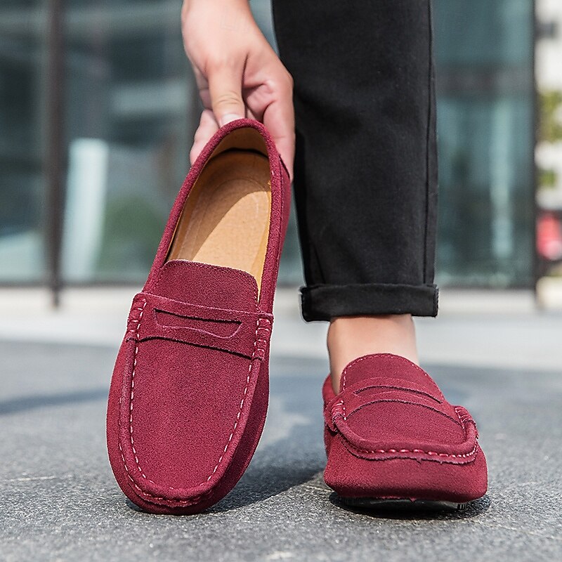 Men's Red Faux Leather Loafers Slip-On Driving Shoes, Lightweight Casual Moccasins for Work, Travel and Everyday Wear3