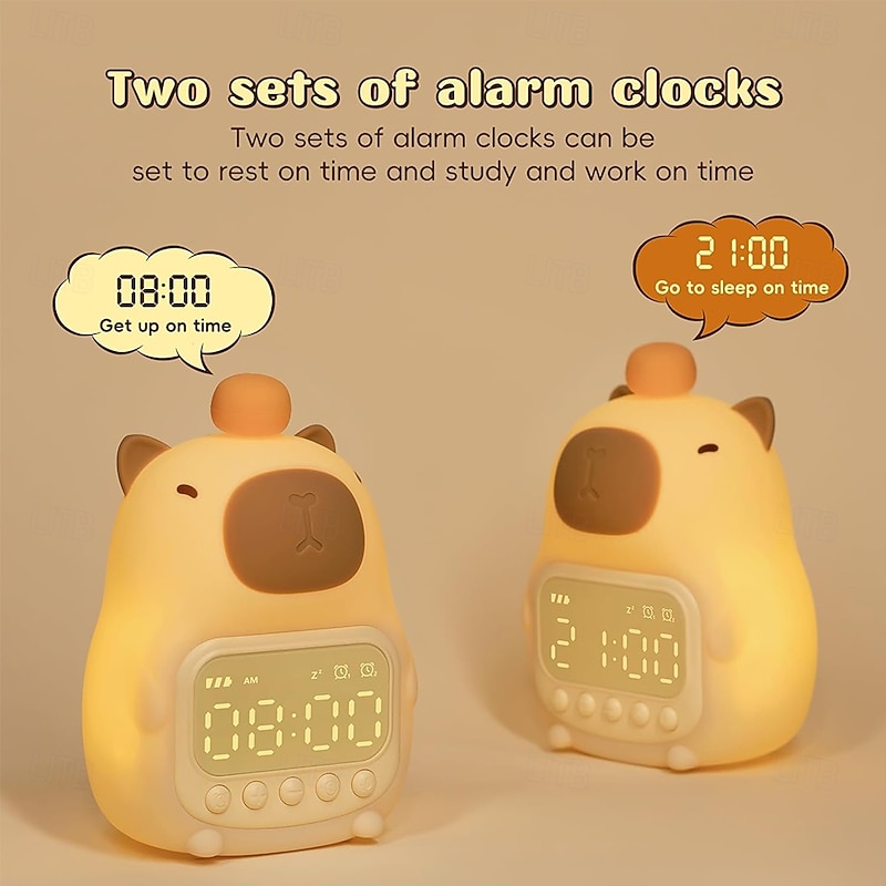 Alarm Clock with Night Light for Kids 7 RGB Color Cute Alarm Clocks for Bedrooms Ok to Wake Clocks Silicone Animal Tabletop Lamp for Teen Girls Boys4