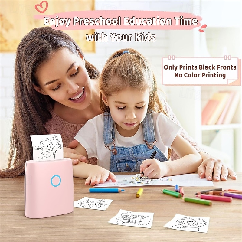 Mini Sticker Printer - Bluetooth Thermal Pocket Printer Inkless Portable for Study Notes Photos Memos Lists Work Plans DIY Gifts Journals4