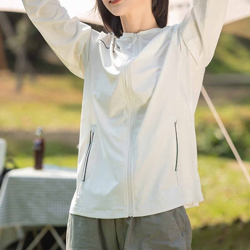 Women's Outdoor Jacket Hiking Jacket UV Protection Jacket Outdoor Sun Protection Quick Dry Hiking Outfits Hiking Clothes Summer Top Camping / Hiking / Caving Running White Pink Purple3