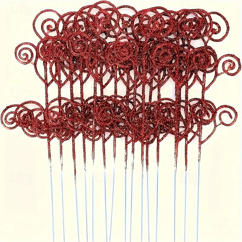 15pcs Christmas Artificial Candy Cane Wreath Sprays with Glitter – Christmas Candy Cane, Poinsettia Stems and Branches for Christmas Tree, Wreaths, Wedding Table Centerpieces, Salon and Home Decor2