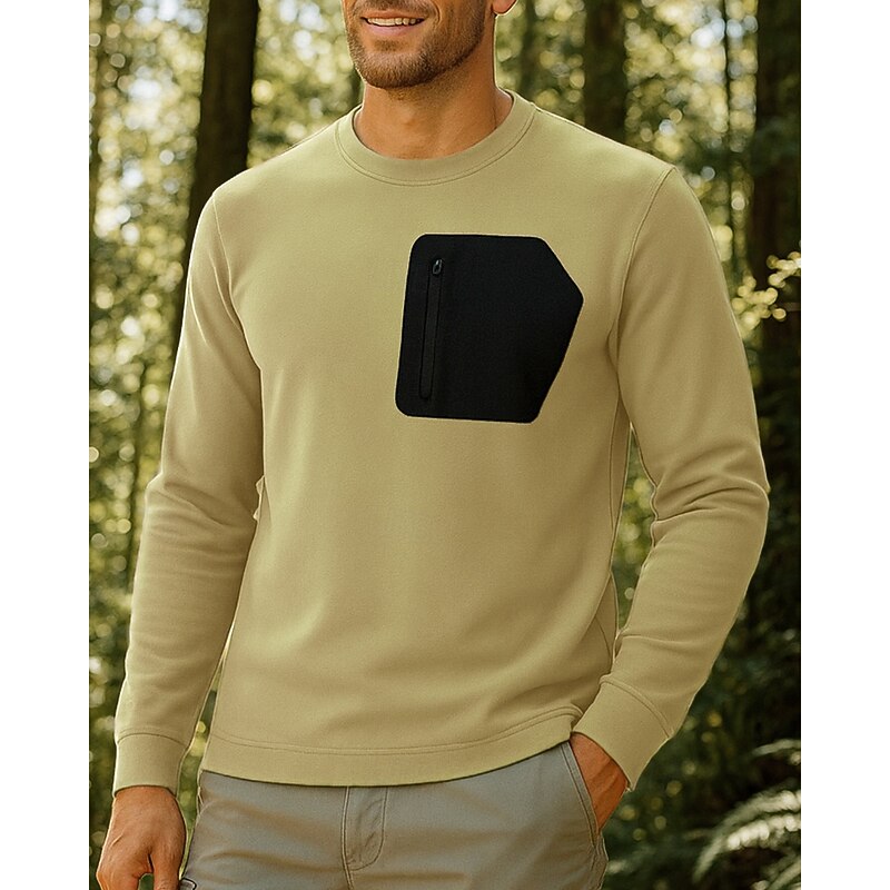 Men's Sport Shirt Hiking Shirt Long Sleeve Crew Neck Top Outdoor Quick Dry Breathable Polyester Black Army Green Khaki Tennis Golf Running4