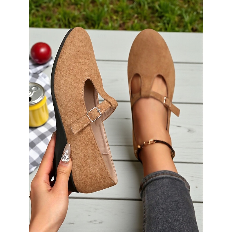 Women's T-Strap Mary Jane Flats – Comfort Shoes with Buckle for Casual Days, Office Outfits and Fall Strolls3