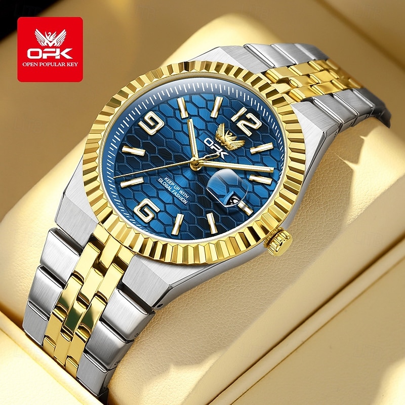 OPK Brand Men Quartz Watch Luxury Large Dial Fashion Business Luminous Calendar Waterproof Decoration Stainless Steel Strap Watch3