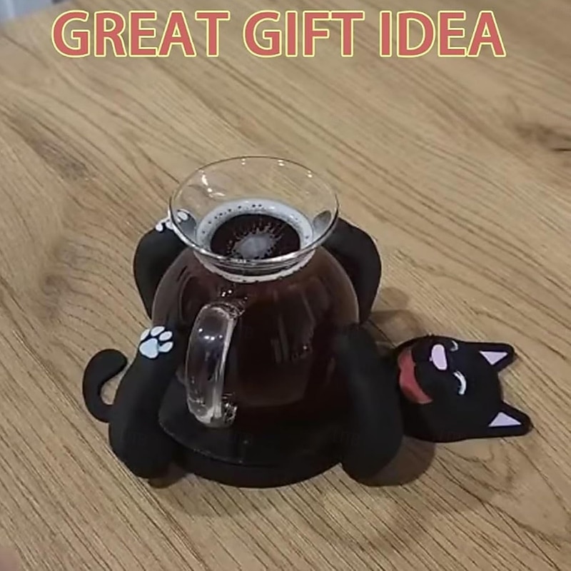 3D Print Cat Coasters, Cute Cats Coaster, Funny 3D Printed Animals Cup Holder, Creative Box Mug Cuddler, for Kinds Cups for Coffee & Tea, Home Decor Tabletop Protection, Gifts for Pet Lovers3