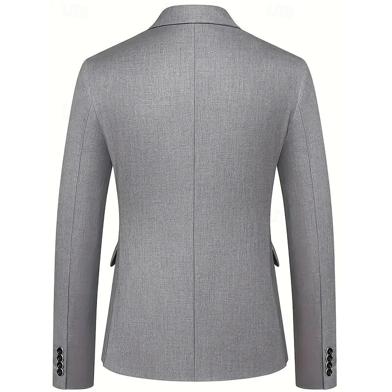 Men's Wedding Business Party Suits Notch Lapel Grey Formal Solid Colored Slim Fit 3 Piece Single Breasted Two-buttons4