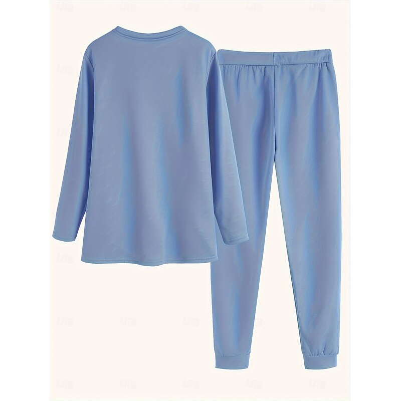 Women's Warm Daily Two Piece Sets Tracksuit Pants Sets Long Sleeve Crew Neck Graphic Letter Drawstring Print Casual Daily Black Blue Gray Fall Regular Fit2