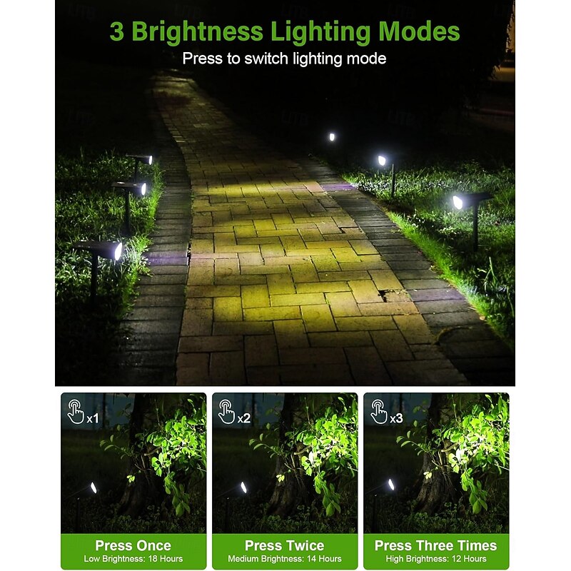 Solar Lights Outdoor 1 Pack, Waterproof Ip68, 5 Lighting Modes Solar Spot Lights Outdoor Auto On/Off Led Bulbs,Outdoor Solar Light Landscape Lighting for Garden, Pathway, House, Lawn2
