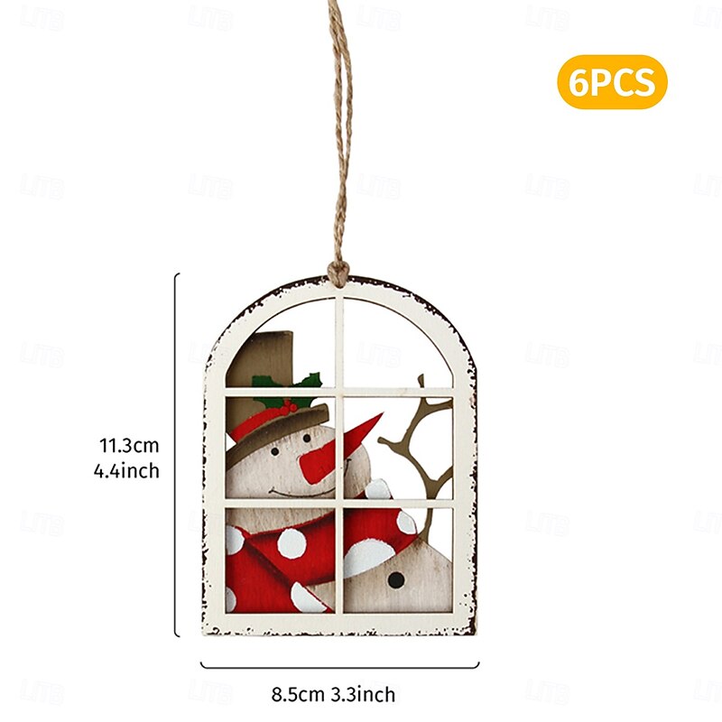 6/10/20PCS Christmas Wooden Hanging Ornaments, Creative Santa Claus and Snowman Printed Decorations, Festive Indoor Hanging Decor for Xmas Tree, Holiday Party, and Christmas Gifts4