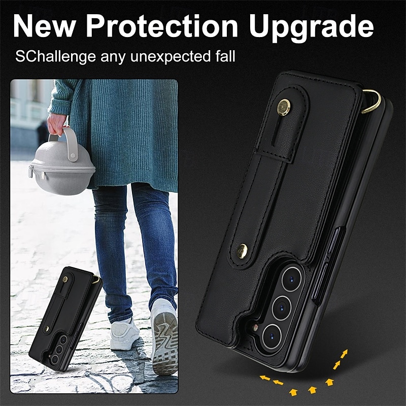 Phone Case For Samsung Galaxy Z Fold 7 Z Fold 6 Z Fold 5 Z Fold 4 Flip Cover Card Slot Shockproof Retro PC PU Leather3