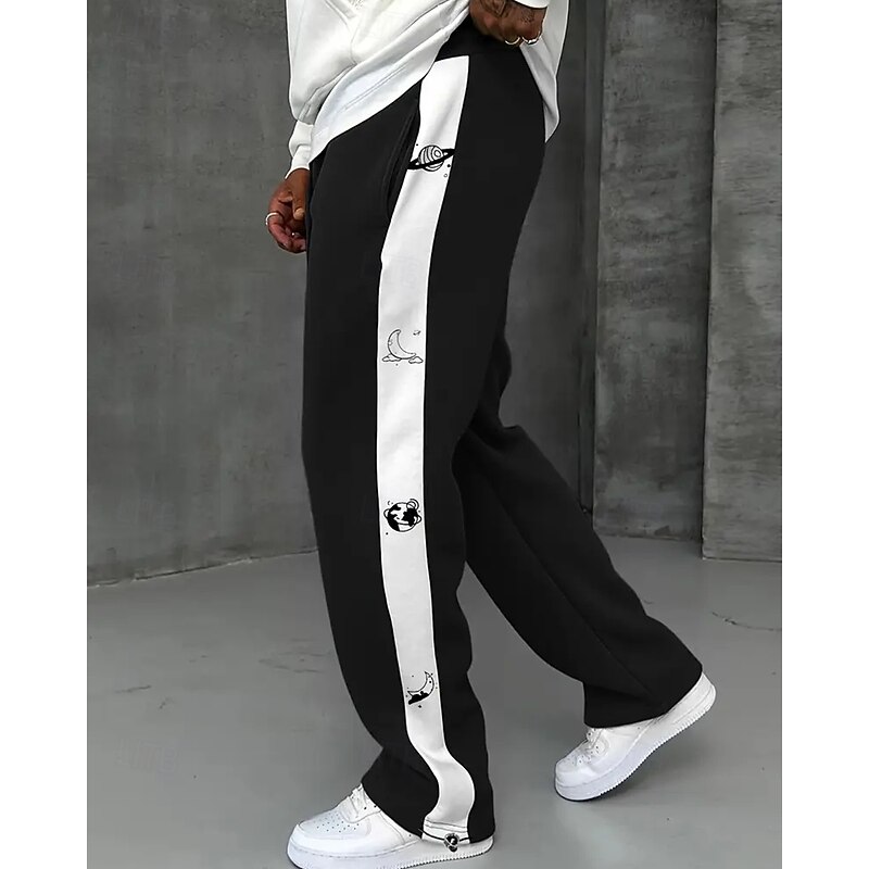 Men's Sweatpants Trousers Straight Leg Sweatpants Drawstring Pocket Elastic Waist Color Block Comfort Sports Outdoor Daily Fashion Casual Black Khaki Micro-elastic