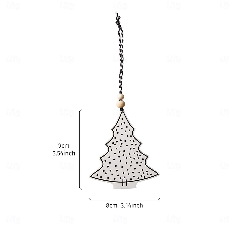 1/10PCS Christmas Tree Ornaments, Black and White Modern Hanging Decorations with Polka Dot Art Design, Waterproof PVC Xmas Decorations for Room, Home, and Indoor Holiday Decor2