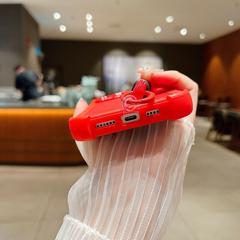 Phone Case For 16 15 14 Pro Max Plus 13 Back Cover with Lanyard Shockproof Color Gradient PC3