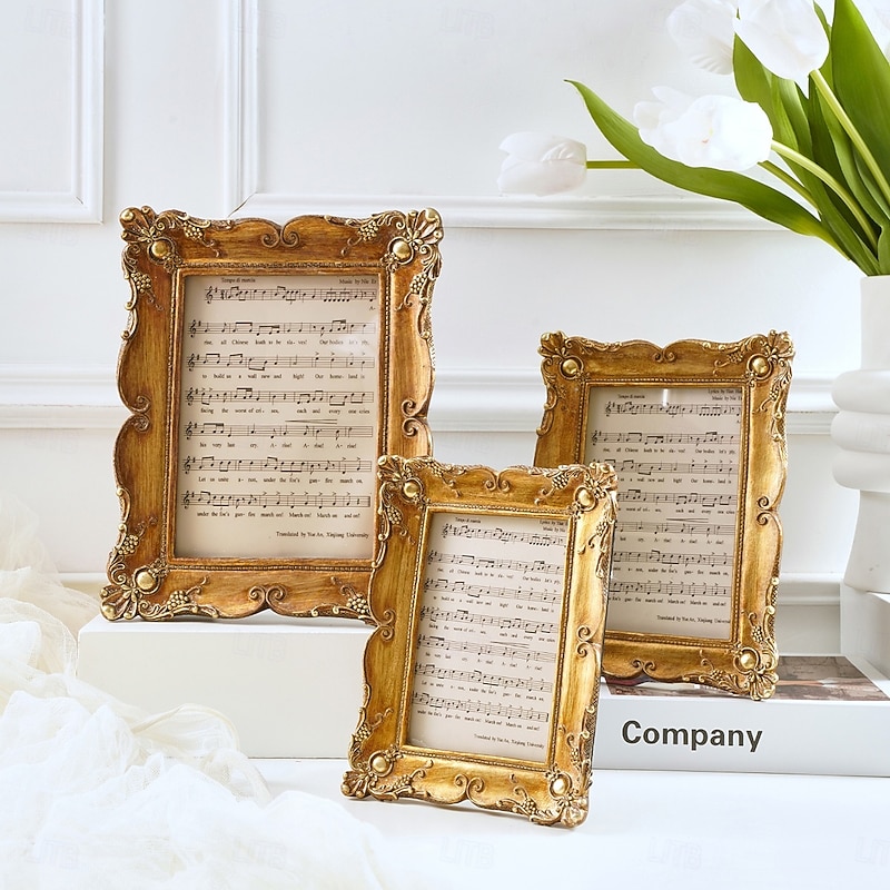 Vintage Gold Filigree Decorative Photo Frame, Horizontal & Vertical Display with Random Insert Paper, Elegant Home Decor for Photos and Artwork