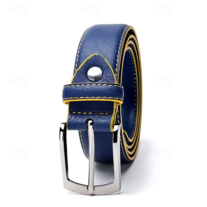 Men's Belt Waist Belt Black Royal Blue PU Leather Alloy Durable Adjustable Plain Outdoor Daily