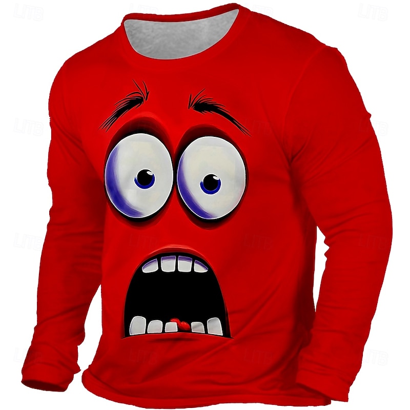 Men's Lion T Shirt Long Sleeve T shirt 3D Print Crew Neck Shirt Fashion Exaggerated Street Daily Yellow Red Blue All Seasons Clothing Apparel S M L XL XXL XXXL4