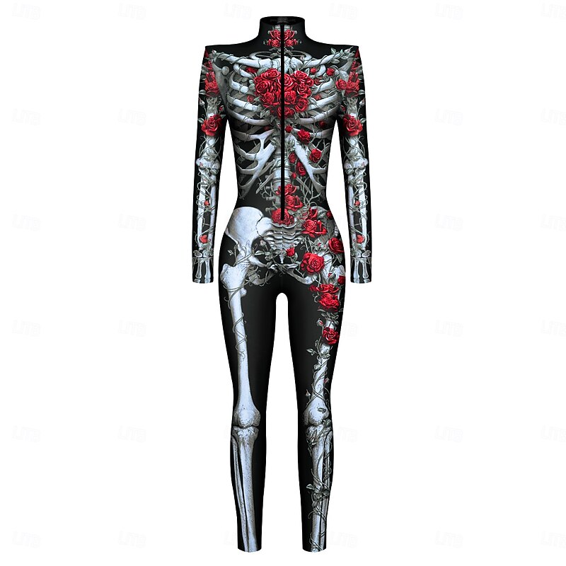 Patterned Zentai Suits Cosplay Costume Bodysuit Printing Skeleton Skull Carnival Costume Full Body Suit Men's Women's Boys' Sexy Costume Halloween Costume for Performance Party Masquerade Kid's2