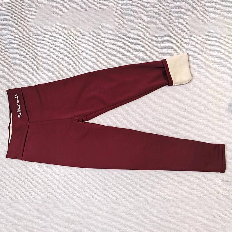 Women's Sherpa Pants Winter Warm Thick Leggings High Waist Athletic Pilates Running Bottoms Solid Color Dark Grey Black Burgundy Sports Activewear2