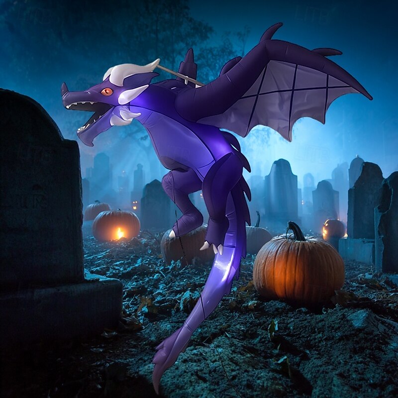 1 Pc 1.9M/6.23FT Halloween LED strip light dinosaur inflatable air model indoor and outdoor courtyard garden lawn party dance party Halloween festive atmosphere decoration light EU/US/UK/AU Plug