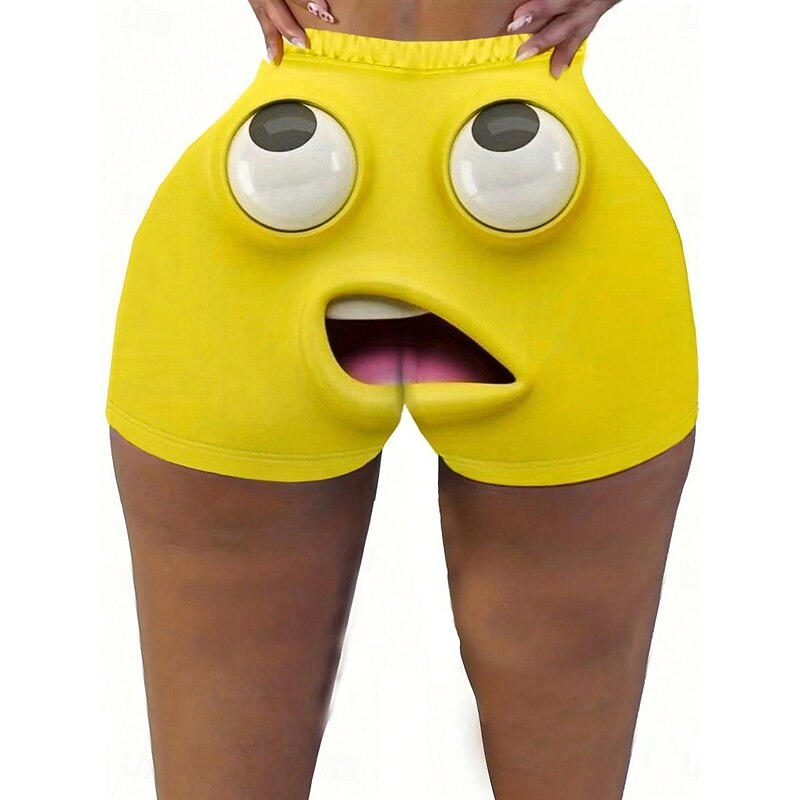 Women's Chinos Shorts Fashion Streetwear Basic Short High Waist Character Elastic Waistband Printing Comfy Soft Comfortable High Elasticity Outdoor Yoga Street Yellow Summer Spring Fall Regular Fit - Main Image