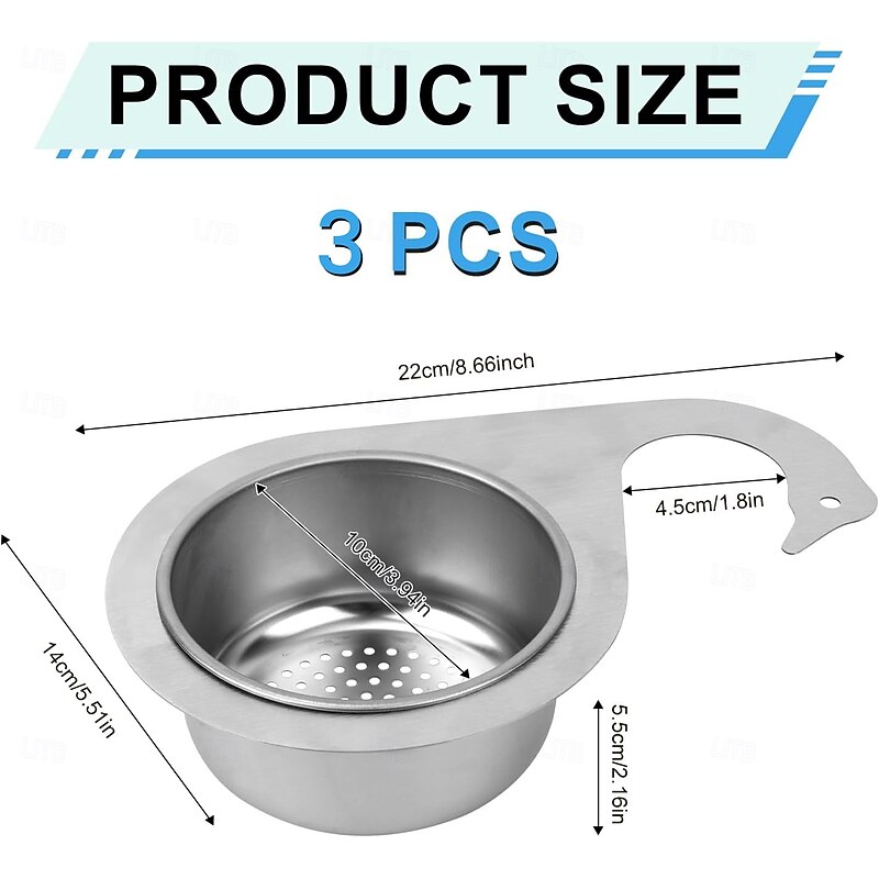 3 Pack Swan-Shaped Stainless Steel Drain Basket for Kitchen Sink, Quick Drain Filter, Multi-Functional Hanging Strainer for Fruits, Vegetables, and Food Waste2
