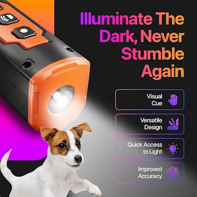 Dog Bark Deterrent Device 3X Ultrasonic Anti Barking 6 Training Modes 23 FT Range Barks With Flashlight Safe & Humane Rechargeable Compact Bark Control for Dogs4