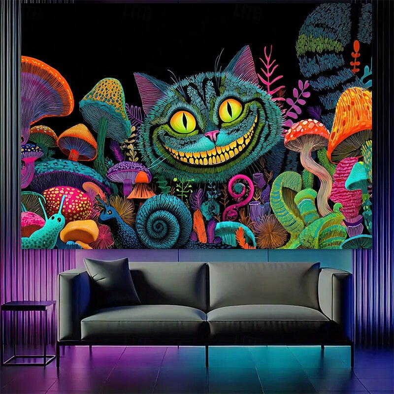 Halloween Tapestry Blanket Wall Hangings Mushroom Cat Monster Animal Psychedelic Mystic Bedroom Living Room Dorm Home Decor4