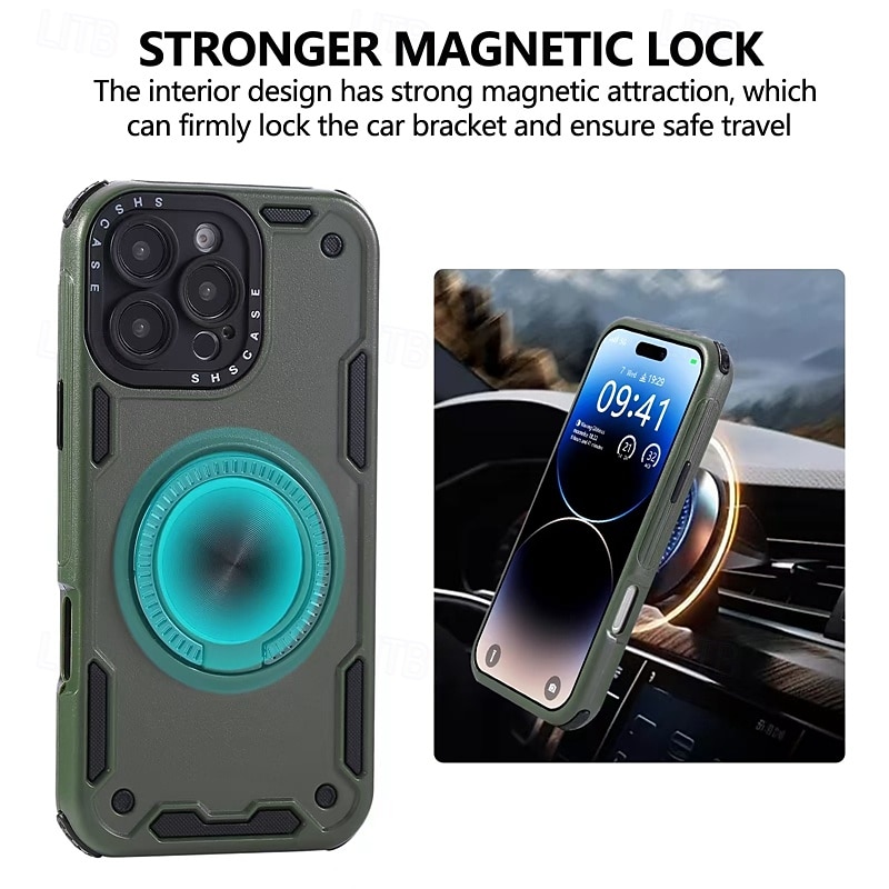 Phone Case For iPhone 17 Pro Max 17 Air 16 Pro Max Plus 15 Pro Max 14 Pro Max 13 Pro Max Back Cover Support Wireless Charging Kickstand Shockproof Armor TPU PC4