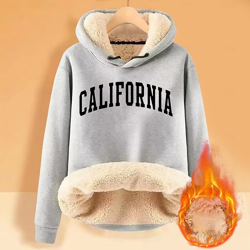 Men's Fleece Hoodie Sherpa Fleece Hoodie Black Orange Green Light Grey Dark Gray Hooded Plain Letter Graphic Prints Drawstring Casual Daily Going out Polyester Streetwear Casual Fall & Winter