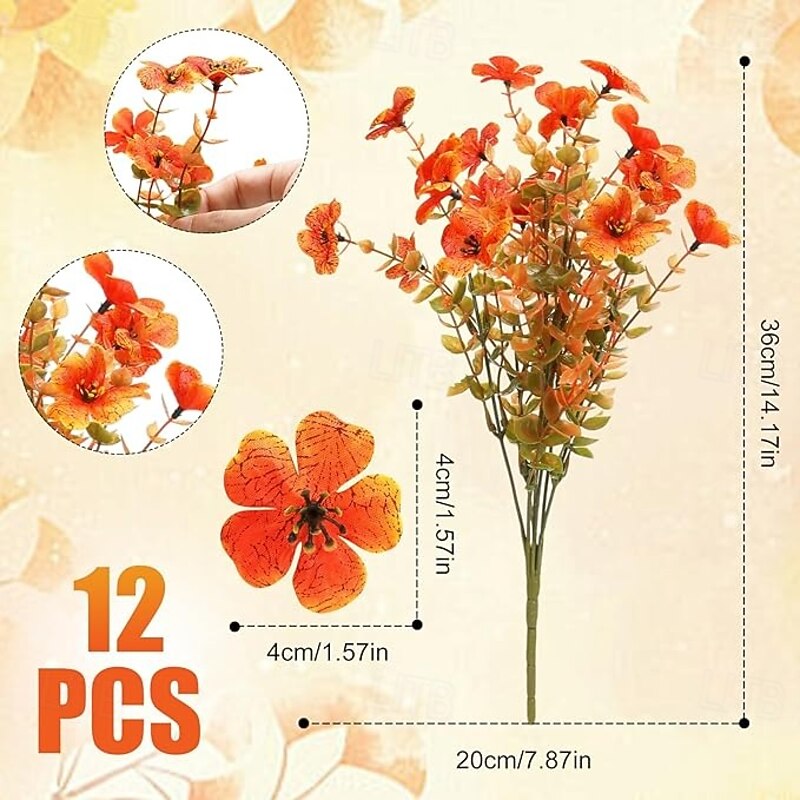 12 Bundles Fall Faux Mums for Outdoor Planters Artificial Fake Mums Fall Decorations for Outdoors Home Fall Autumn Faux Silk Flowers Plants Look Real UV Resistant for Outside Home Porch Patio2