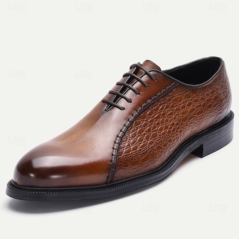 Men's Brown Leather Oxford Dress Shoes – Classic Lace-Up Formal Business Shoes for Office, Wedding and Evening Events2