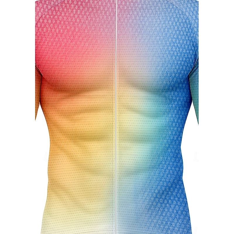 Men's Men Tops Cycling Jersey Ombre Graphic Color Gradient Long Sleeve Bike Jersey Top with 3 Rear Pockets Sun Sun Protection Sunscreen Quick Dry Sports Blue Clothing Apparel3