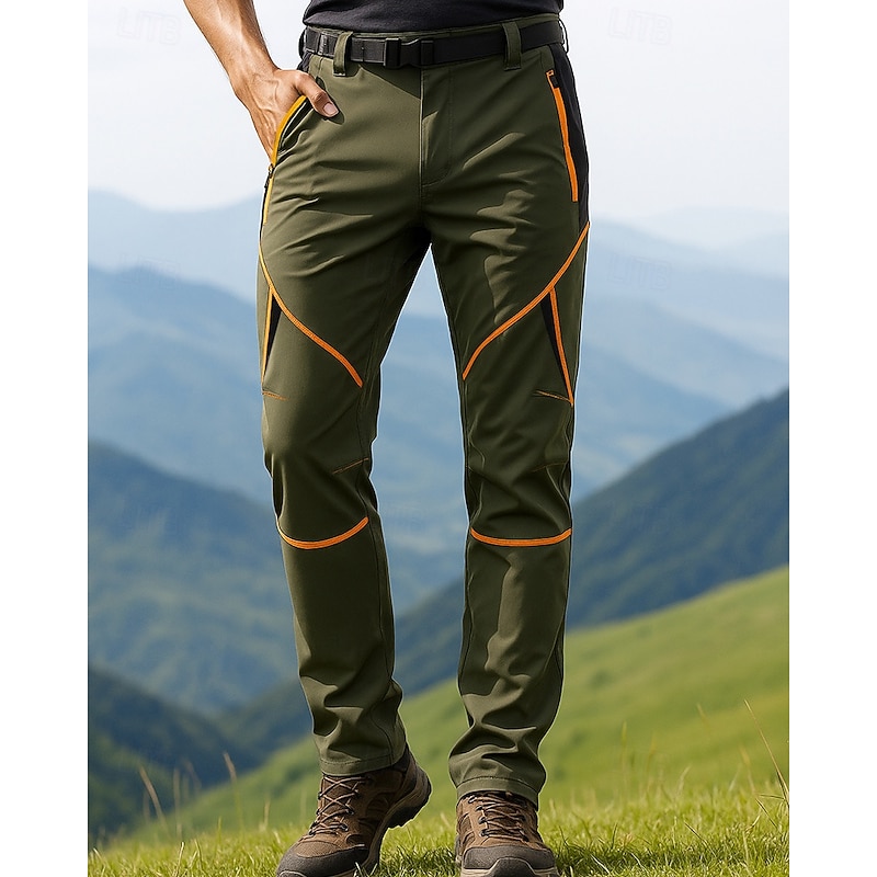 Men's Hiking Pants Trousers Waterproof pants Softshell Pants Outdoor Regular Fit Waterproof Windproof Bottoms Pocket Army Green Green Camping / Hiking Running S M L XL XXL2