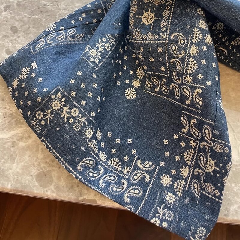 Women's Cotton Linen Pants Wide Leg Chinos Vacation Vintage Ethnic Style Full Length Mid Waist Paisley Drawstring Elastic Waist Comfy Breathability Soft Inelastic Vacation Causal Casual Blue Summer3