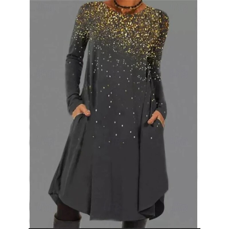 Women's Midi Dress Sheath Dress T Shirt Dress Tee Dress A Line Dress Athletic Dress Vacation Casual Boho Daily Regular Fit Graphic Geometric Houndstooth Long Sleeve Crew Neck Red Blue Gold Gray4