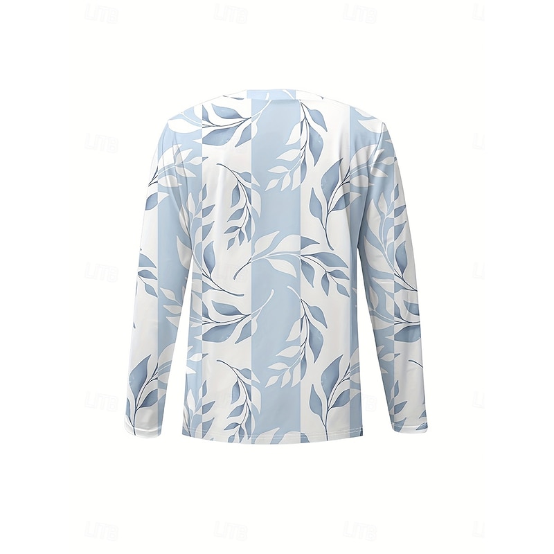 Women's T Shirt Floral Graphic Plants Vintage Stylish Classic Long Sleeve V Neck Regular Tops Daily Print Light Blue Spring Fall Winter3