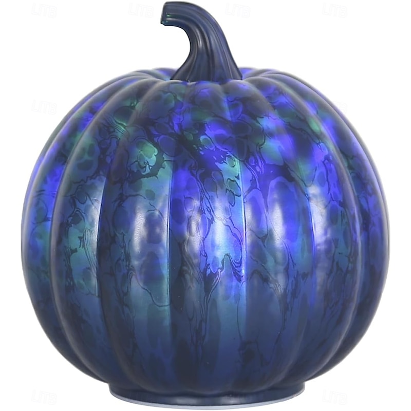 1 Pc Halloween Running Lantern Colorful Pumpkin Ornament Light Glass Pumpkin Glass Crafts Timed Function Indoor and Outdoor Decorative Lights3