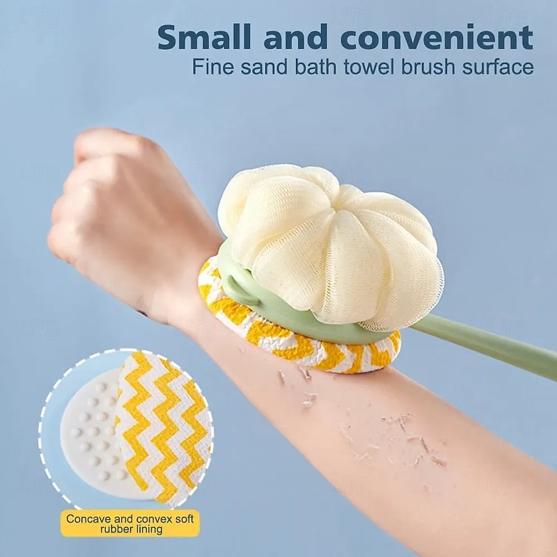 2 In 1 Bath Scrubber And Back Brush Extra Long Handle Soft Bristles Exfoliating Shower Ball Dual Head Body Brush Gentle Skin Care Bathroom Essentials2