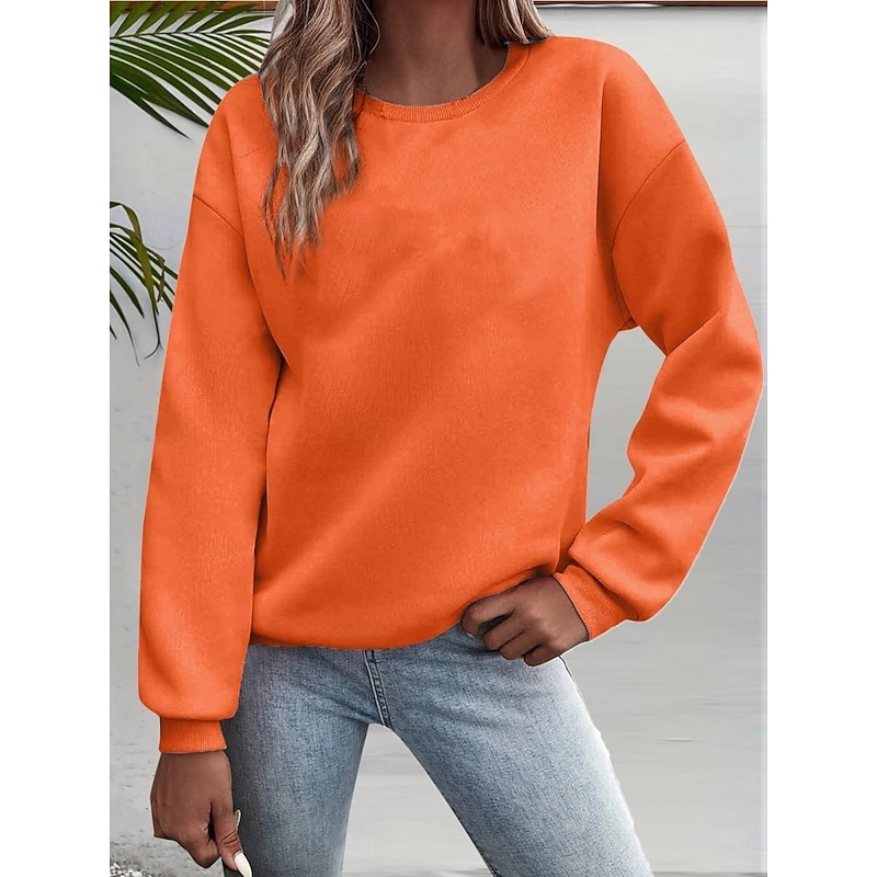 Halloween Women's Sweatshirts Graphic Casual Long Sleeve Crew Neck Regular Tops Street Dailywear Casual Print Pink Red Orange Gray Spring Fall Winter