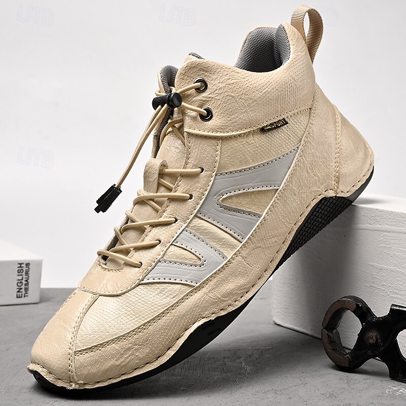 Men's Beige Outdoor Hiking Sneakers with Anti-Slip Sole and Breathable Design – Lightweight Trekking Shoes for Camping, Walking and Daily Wear