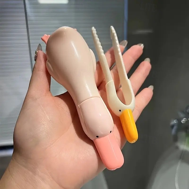 2pcs Cartoon Duck Hair Catcher – Reusable Plastic Sink Strainer with Clip and Adhesive for Kitchen, Bathroom, Patio, and Toilet Drain Hair Removal3