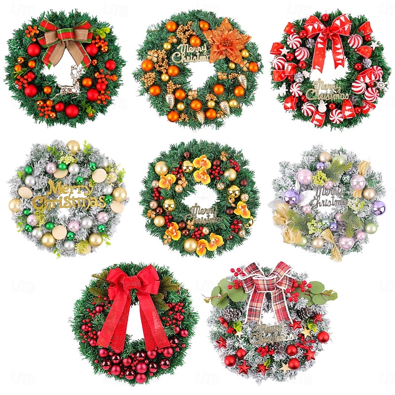 Christmas Wreath Door Hanging Decoration Festive Holiday Red Berries and Colorful Balls Wreath Perfect for Hotel Mall Window Display Seasonal Christmas Garland Ornament4