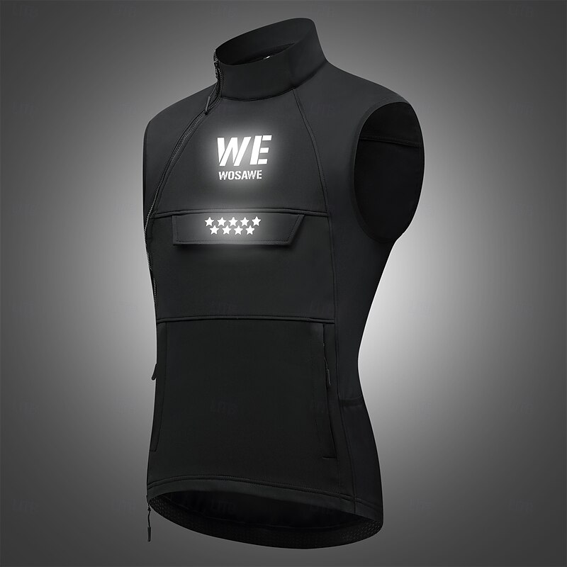 WOSAWE Autumn/Winter Fleece-Lined Warm Windproof Vest with Multiple Pockets Retro Cold-Resistant and Water-Repellent Sleeveless Jacket BD2313