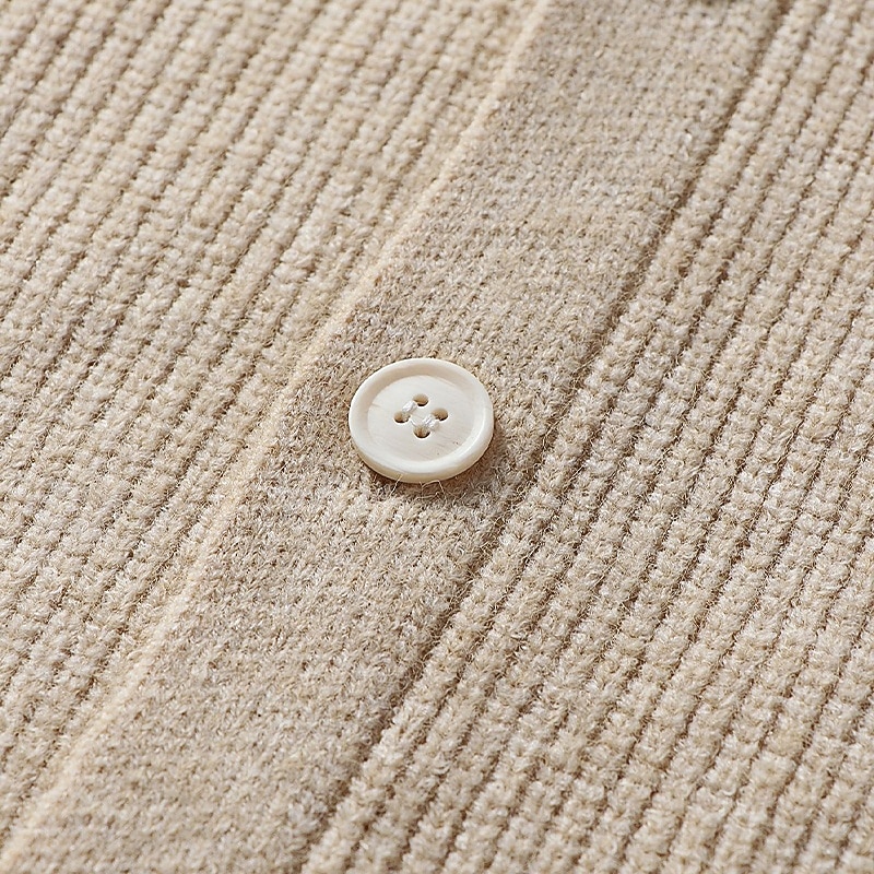 Men's Sweater Cardigan Sweater Ribbed Knit Regular Tops Knitted Plain Collarless Vacation Fashion Casual Daily Wear Clothing Apparel Spring &  Fall Beige M L XL2