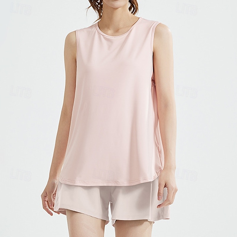 Women's Yoga Shirts Breathable Mesh Sleeveless Sports Solid Color Top For Gym Running Fitness Activewear2