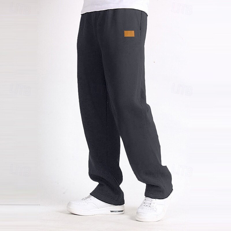 Men's Sweatpants Trousers Open Bottom Sweatpants Drawstring Elastic Waist Straight Leg Plain Moisture Wicking Breathable Full Length Sports Outdoor Casual Daily Fashion Streetwear Black Yellow
